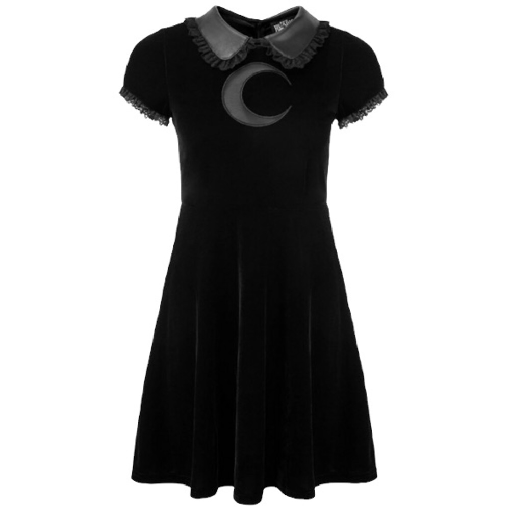 Killstar We Are the Weirdos FANG Black Velvet Moon Mini Dress - Picture 1 of 7